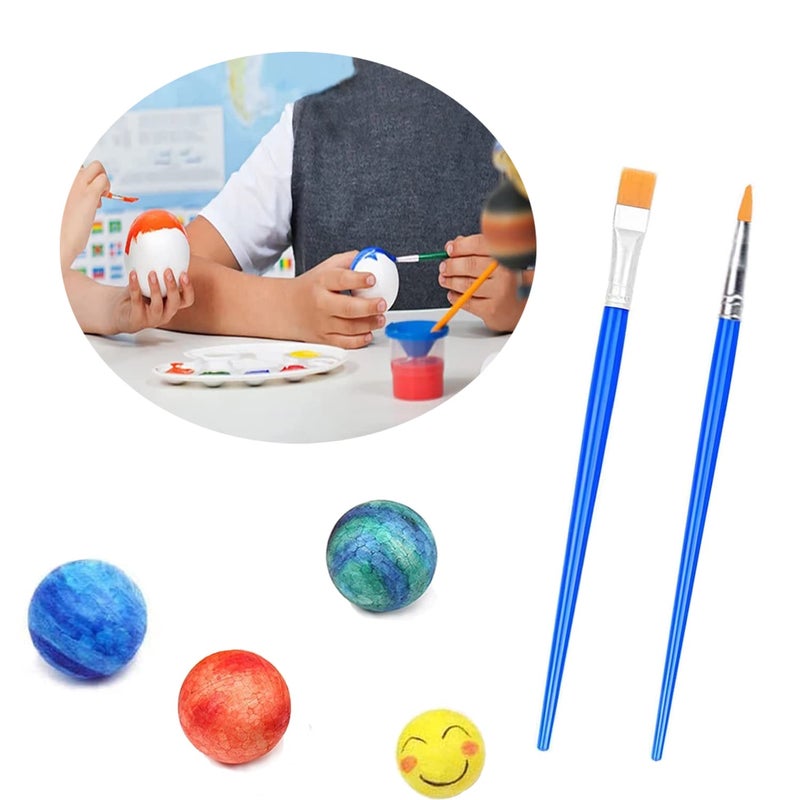 hesmartly 50 Pack Craft Foam Balls,White Polystyrene Smooth Round Balls, 5 Sizes Foam Balls and 2 Pieces Painting Brushes for DIY Projects Arts and Crafts Supplies - Image 5